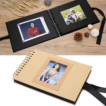 

DIY Photo Album Black Notebook Valentine'S Day Present Souvenir 80 Sheets Style Portable Scrapbook 40 Pages Paper Rotation