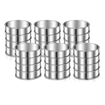 

24 Pieces Double Rolled Tart Rings Round Muffin Rings Crumpet Rings Circular Tart Rings for Home Restaurant Baking Tools