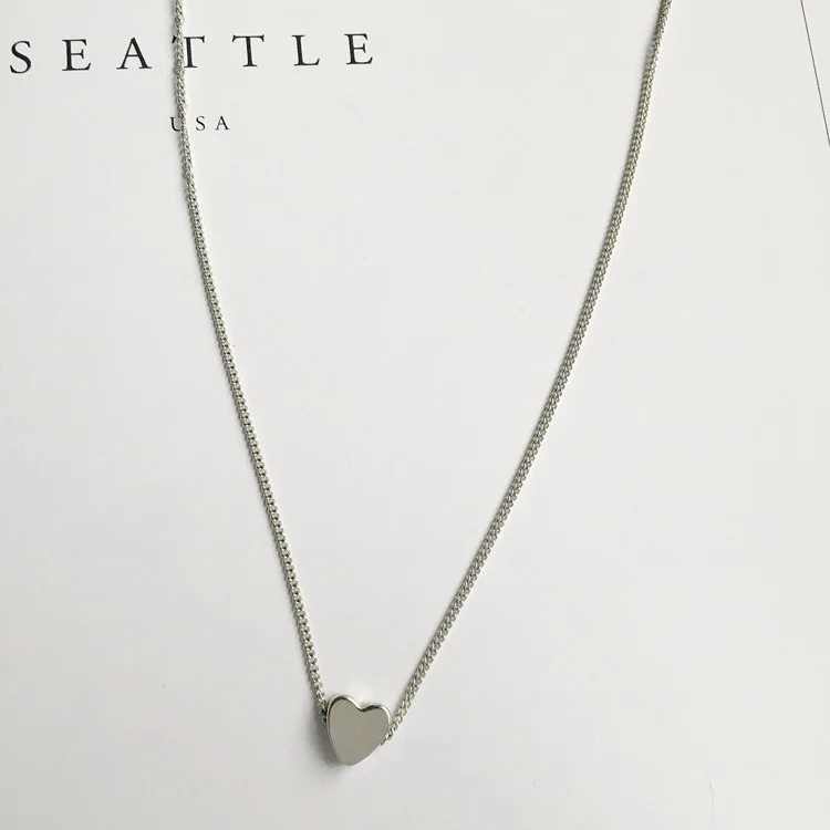 2-Silver Горячее крошечное ожерелье сердца для женщин короткая цепочка сердце форма кулон ожерелье подарок этническое богемское Колье чокер Прямая поставка - Окраска металла: 2-Silver