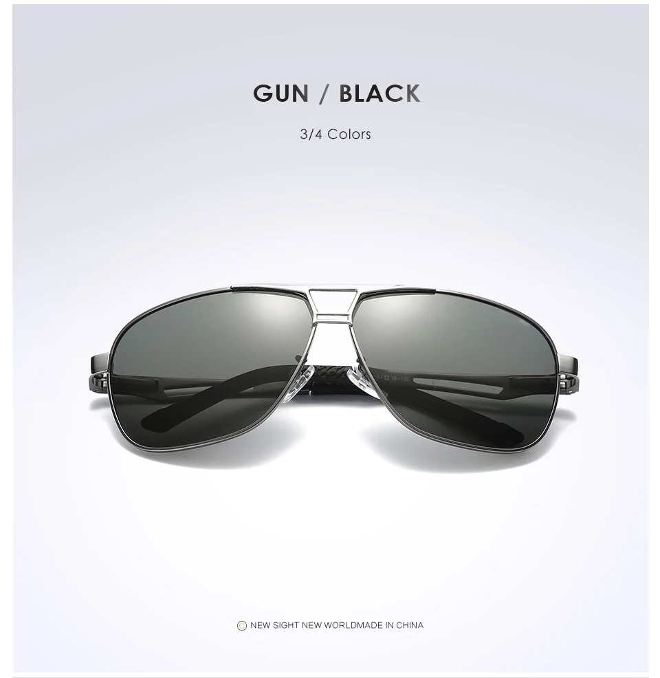 Gun w Black LEIDISEN мода двойной мост UV400 дизайнерские очки HD поляризованные солнцезащитные очки мужские вождения автомобиля Пилот солнцезащитные очки - Цвет линз: Gun w Black