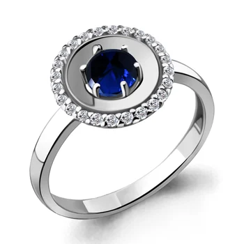 

Ring AQUAMARINE with nanosapfirom, cubic zirconia, silver 925