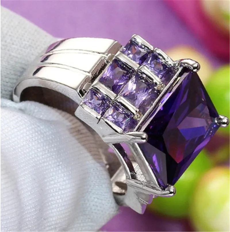 Модные элегантные фиолетовые кольца принцессы с кубическим цирконием AAA для свадьбы, брендовые кольца для женщин, очаровательный подарок, Anillos
