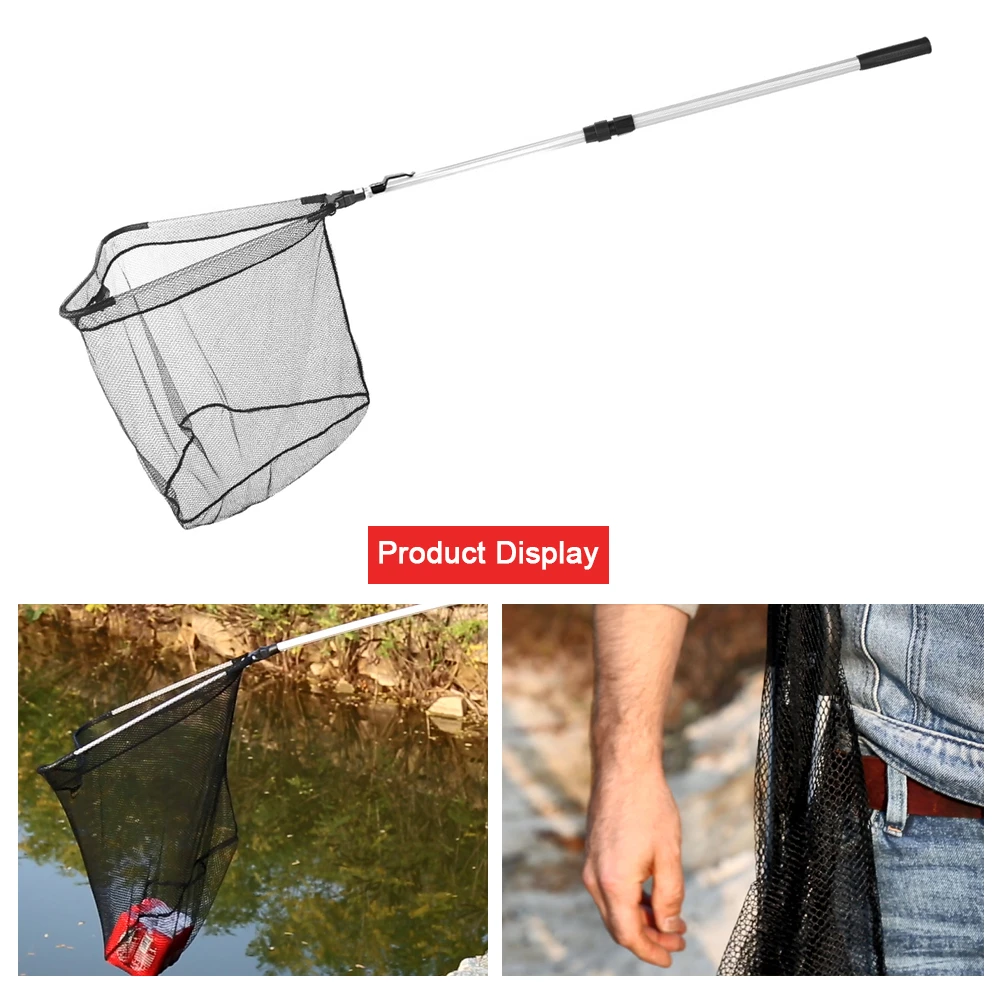 

Portable Triangle Fly Fishing Net Fishing Nano Net Collapsible Fish Catching Net with Telescopic Aluminum Pole Fishing Accessory