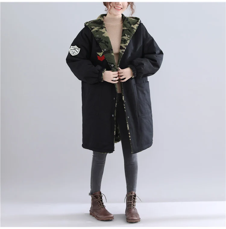 XUXI, новинка 2019, женское модное зимнее Свободное пальто большого размера, тонкое, хлопок, лен, с капюшоном, плюс бархат, утепленный кардиган