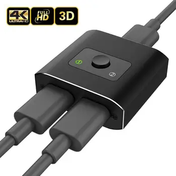 

HDMI Switch Aluminum Alloy Updated Bi-Directional Smart HDMI Switcher 1 In 2 Out Or 2 In 1 HDMI Switch Splitter 3D 4K Resolution