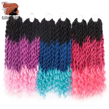 

ELEGANT MUSES Bohemian Crochet Braids Faux Locs Curly Crochet Hair 18inch 24 Strands Ombre Braiding Extensions Synthetic Hair