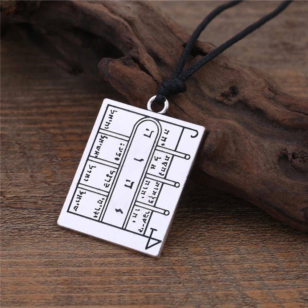 Dawapara Key Of King Solomon Pentacle Open Doors Amulet Talisman Square Pendant Necklace The Moon's First Magic Array