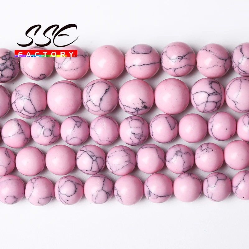 Natural Stone Pink Turquoises Round Loose Beads 15