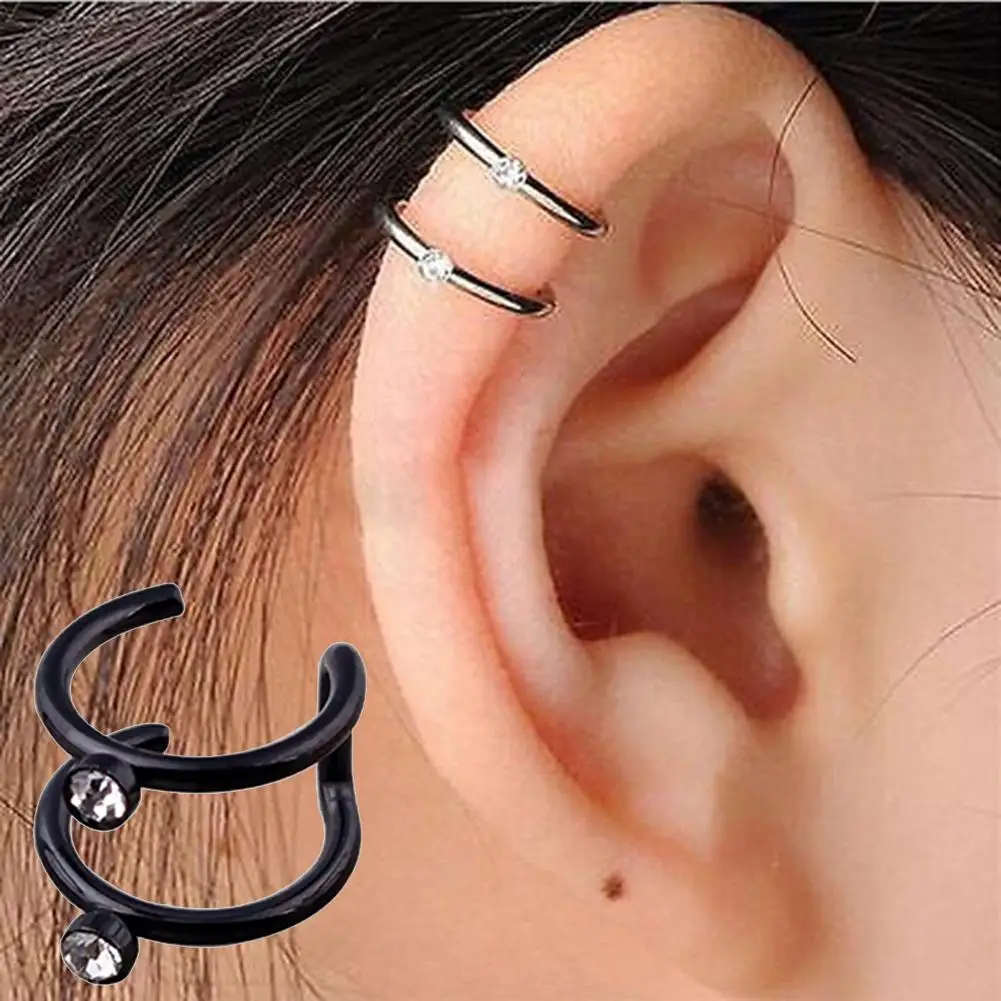 1Pc Women Rhinestone Inlaid Helix Cartilage Ear Cuff No Piercing Clip On Earring | Украшения и аксессуары