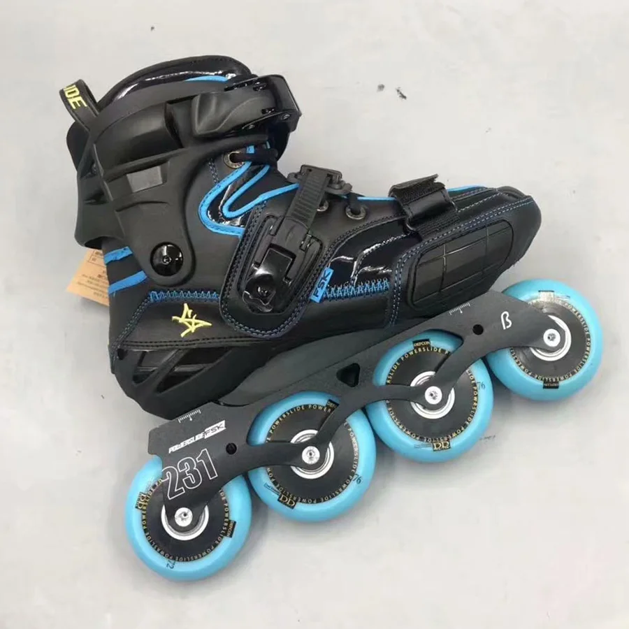 2019 черные золотые POWERSLIDE S4 профессиональные слалом коньки для взрослых Обувь для роликов, скейтборда легкое, приятное катание Patines