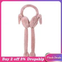 Унисекс, складные зимние наушники, зимние, ветрозащитные, теплые, спортивные, женские, теплые, с мультяшным милым движущимся кроликом#30