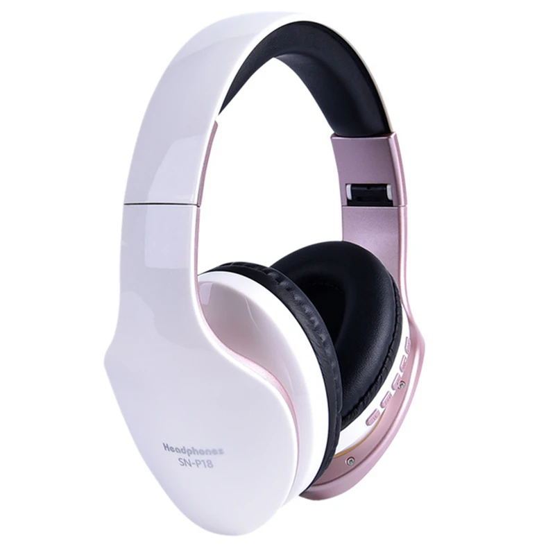 Белый LEORY SN-P18 беспроводные bluetooth наушники стерео Hi-Fi складные 3,5 мм аудио TF карты игровые музыкальные наушники с микрофоном для ПК PUBG - Цвет: Белый