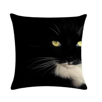

Cushion Covers Black Cartoon Cute Cat Cushion Decorative Custom Home Cushions Cushion Cover 45*45cm Throw Pillows