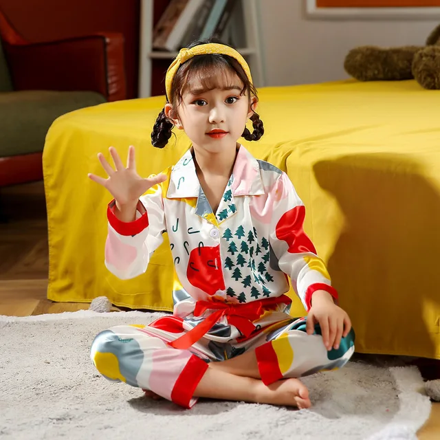 Tween Pajamas KYAIGUO Baby Toddler Silk Satin Pajama Set For Boys