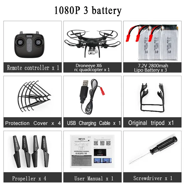 Black 1080P 3Battery Радиоуправляемый Дрон Квадрокоптер с 1080P Wifi FPV Вертолет камеры 20-25 мин Время полета Профессиональный Дрон 720p Квадрокоптер Дрон - Цвет: Black 1080P 3Battery