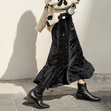 Элегантный размера плюс Весенняя мода расшитая блестками бархатная юбка русалки Женская высокая талия пакет хип труба Женская юбка для офиса одежда