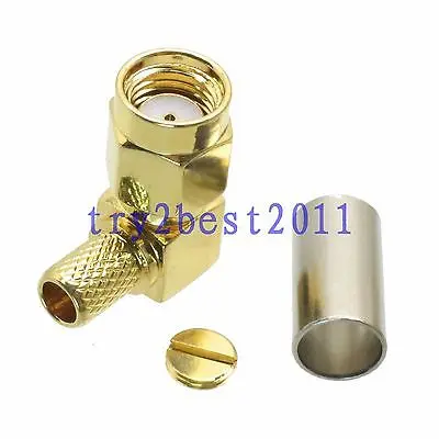 

DHL/EMS 100 Sets*1pce Connector RP-SMA jack pin crimp RG58 RG142 LMR195 RG400 COAXIAL Right angle -C1