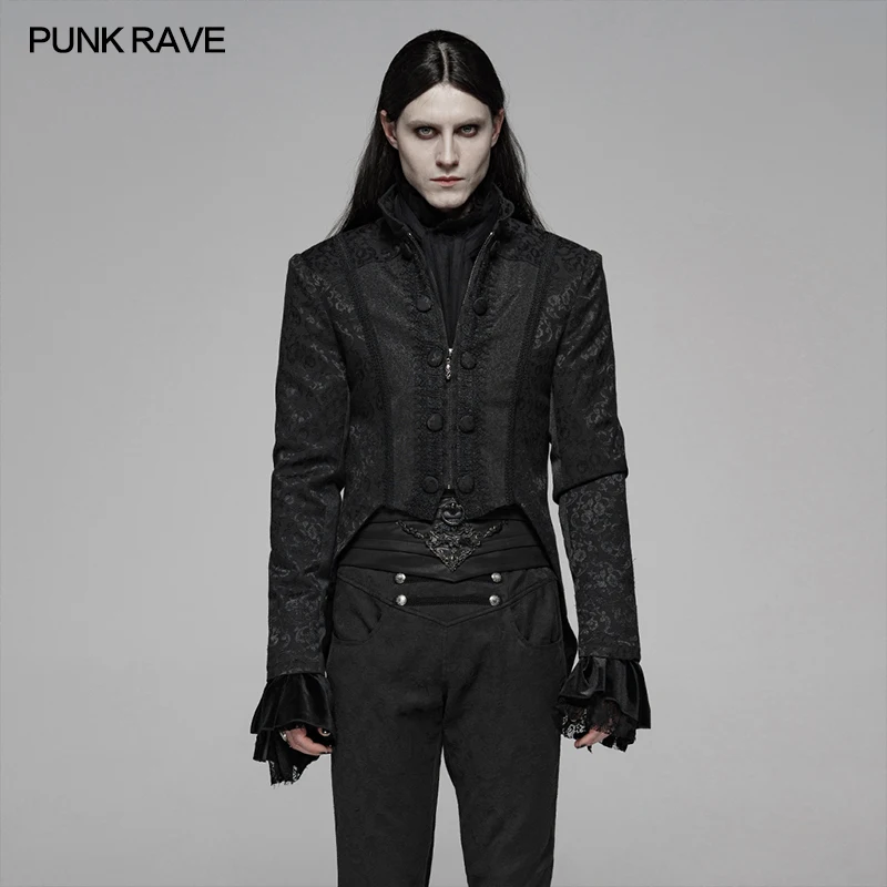 Панк рейв Мужской панк черный странное длинное пальто твидовый Жакет длинный зимний сценический костюм на Хэллоуин Косплей пальто для мужчин Harujuku