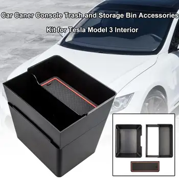 

Car Dual Layer Center Console Trash Bin Storage Box Organizer for Tesla Model 3 solid and durable