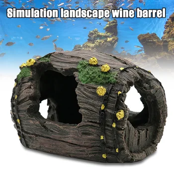 

High Quality Aquarium Fish Tank Resin Barrel Ornament Caves Landscaping Furnishing Decoration Decors MD88