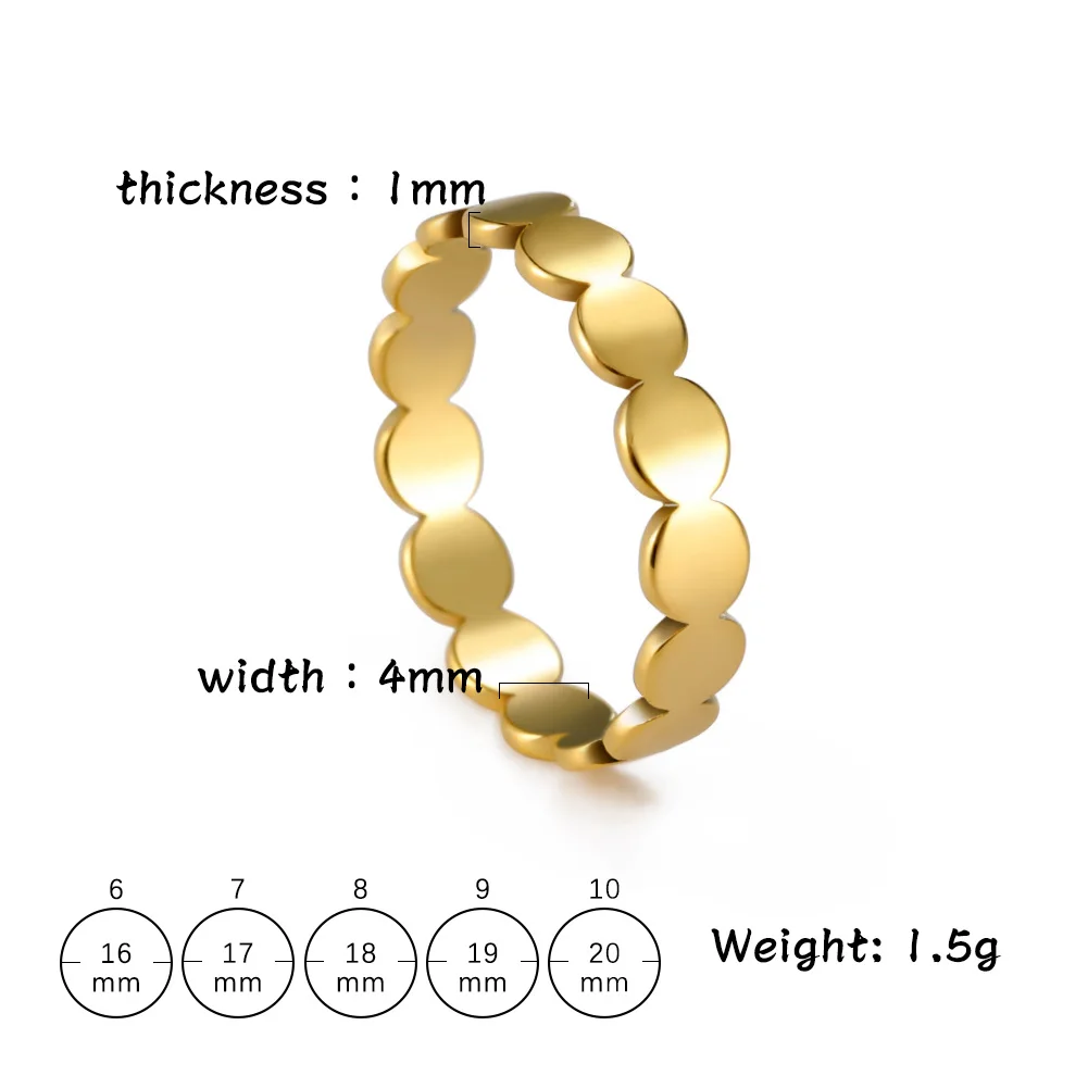 Skyrim Fashion Geometric Round Minimalist Rings for Women Girls Gold Color Stainless Steel Ring Wedding Party Jewelry