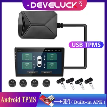 

USB Android TPMS Tire Pressure Monitoring System 5V Internal External For Android Navigation Car Radio Display TPMS Alarm System