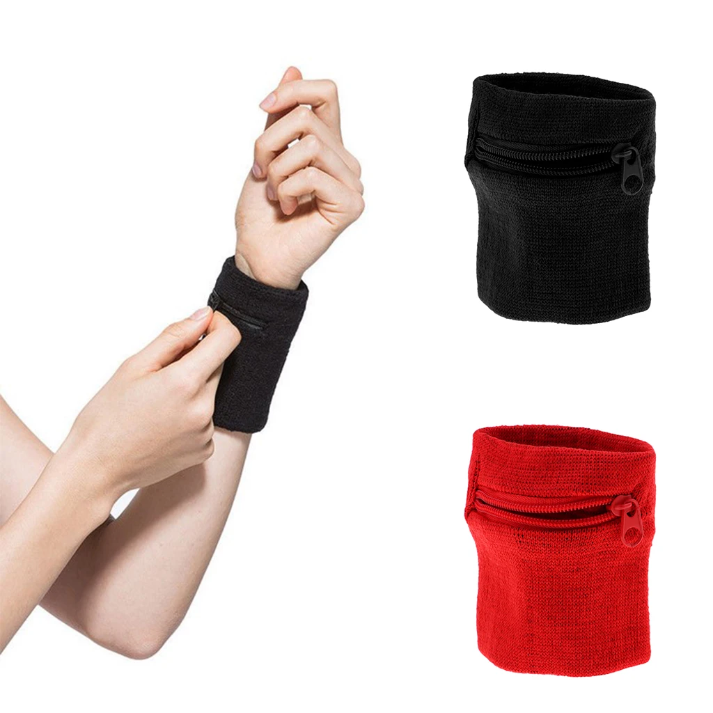 2X Sports Sweat Band Wrist Wallet  Coin Zip Bag Fitness Jogging Pouch