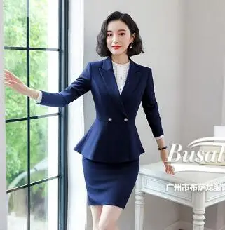 skirtset Брендовый комплект из двух предметов, синяя офисная форма, дизайнерская женская элегантная модная юбка, официальные костюмы, дамские деловые наряды, пиджак и костюм - Цвет: skirtset