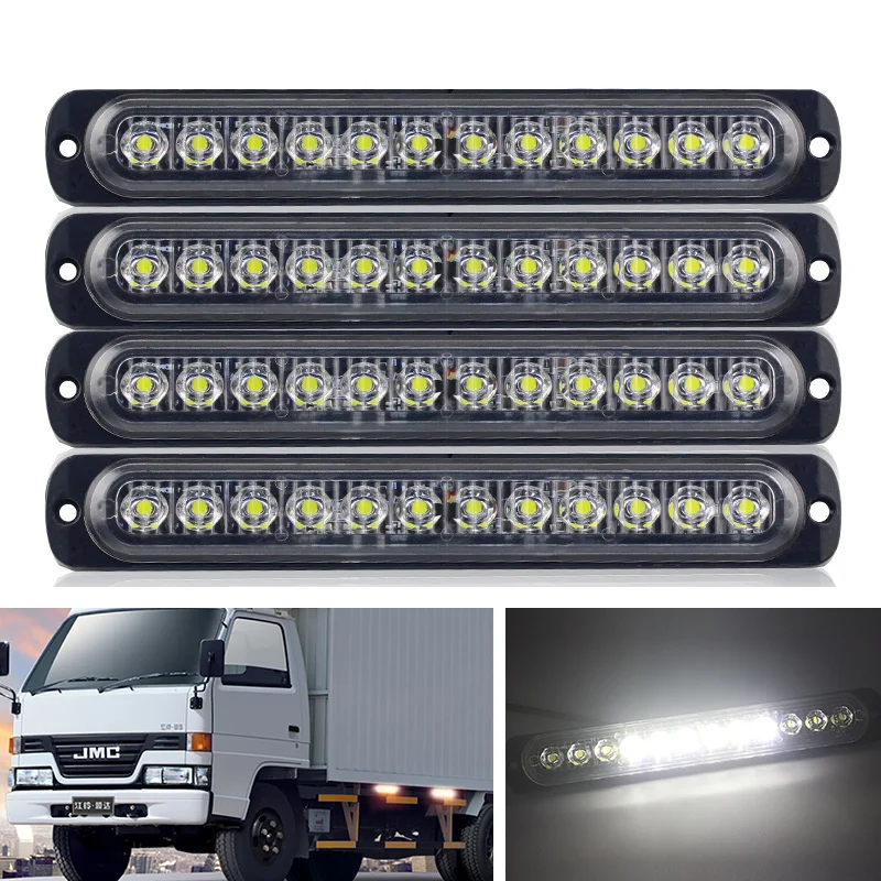 Автомобиль Грузовик стробоскоп флэш-светильник 36W Белый 12-led полосы боковой бар аксессуары 4 шт