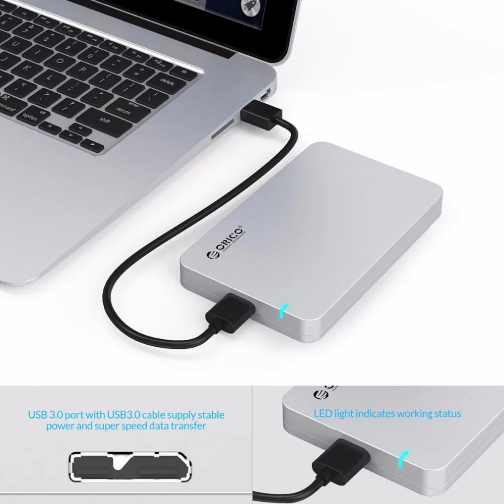 ORICO 2,5 SATA3 к USB3.0 жесткий диск коробка SSD корпус для внешних жестких дисков Поддержка 5 Гбит/с UASP инструмент бесплатно Портативный