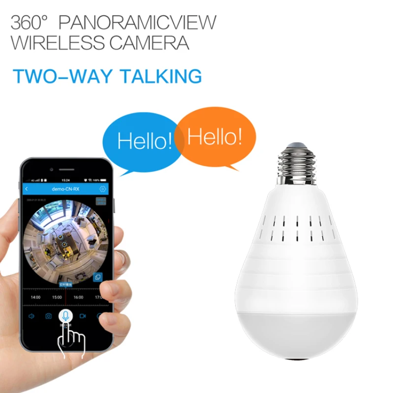 

1080P Wifi Panoramic Camera Bulb 360 Degree Fisheye Wireless Security Video Surveillance Night Version Two Way Audio Smart Home