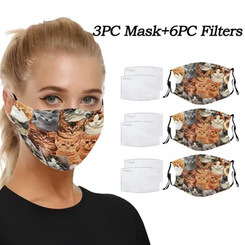 

Adult 3PC Scarf Face masks+ 6 filters mascarillas Mouth-macks Reusable washable Face-Masks mascarilla Face-mack Mouth Cover