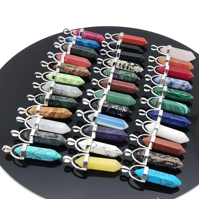 

Fashion Good Quality Rose Crystal Quartz Natural Stone Hexagon Healing Pillar Charms Pendant for Earrings Necklace Making