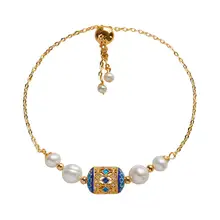 Ручной работы дизайн натуральный пресноводный жемчуг натуральный камень регулируемый браслет для женщин Свадебные украшения этнический Винтаж