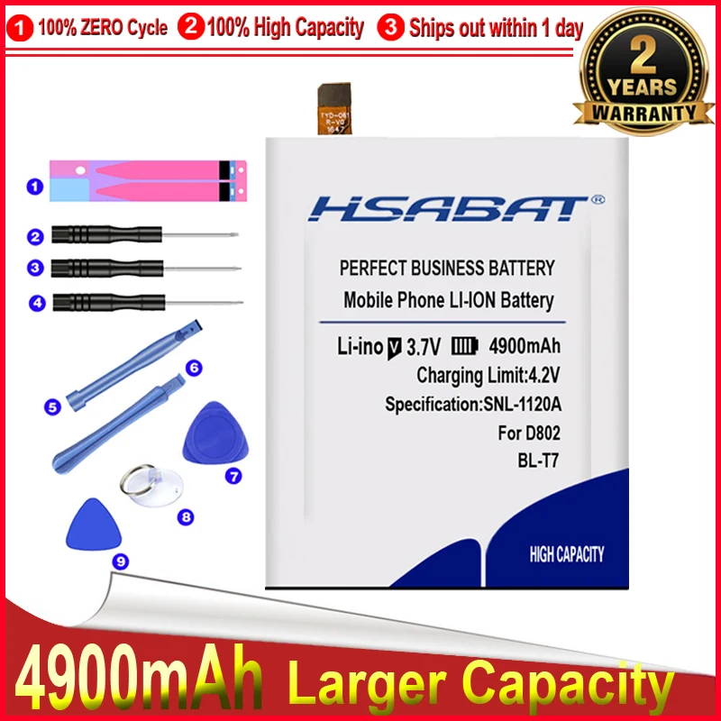 Аккумулятор HSABAT BL-T7 4900mAh для LG Optimus G2 D802 D803 4G LTE D800 D801 LS980 | Мобильные телефоны и
