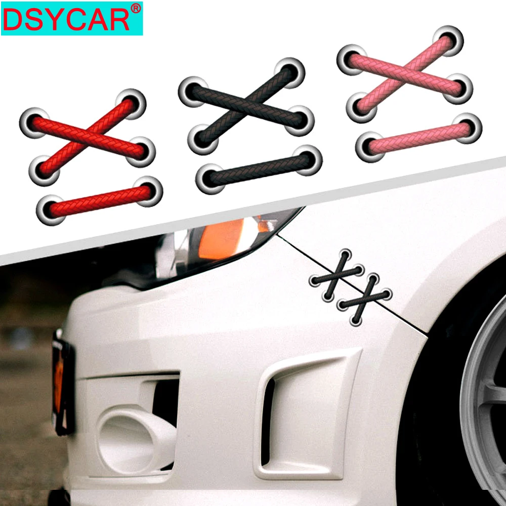 

DSYCAR 1Pcs Shoelaces Car Stickers Parallel Cross Fender Decorative Stickers Door Pattern Auto for Removable Whole Body Stickers