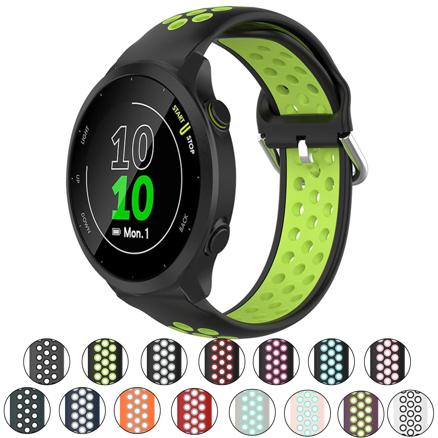 

Dual Color Silicone Strap Bracelet for Garmin Forerunner 158 55 Venu SQ Sport Rubber Band Replacemnt