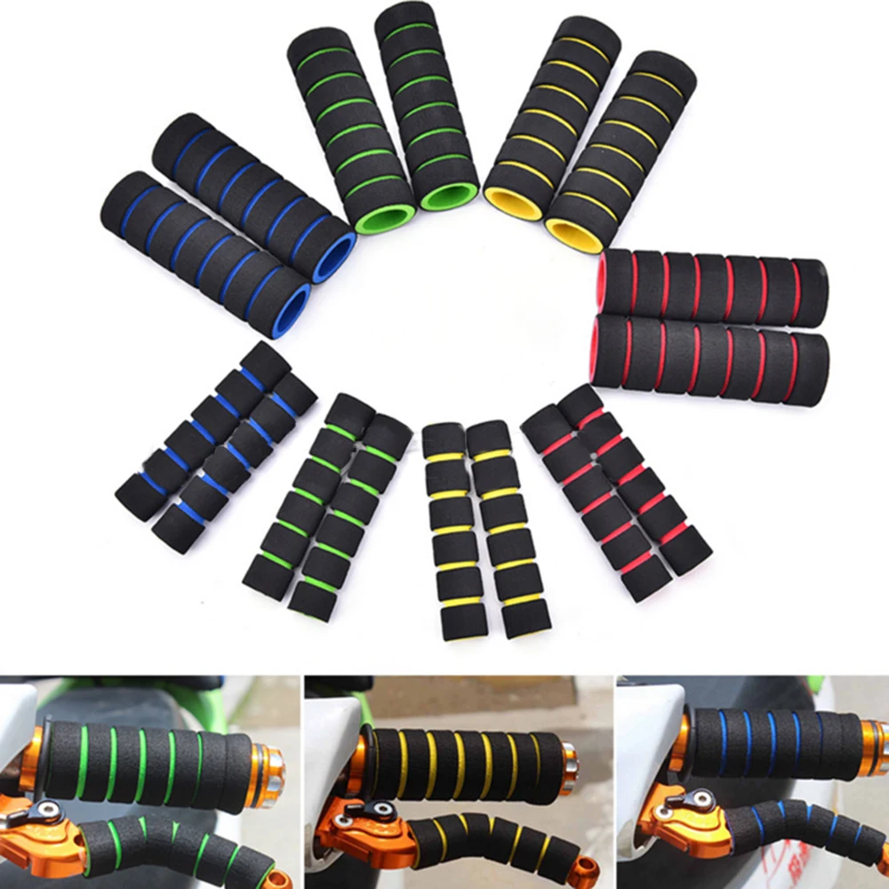 

2 Pair Bike Motorcycle Electromobile Handle Bar Foam Sponge Grip Cover Nonslip Soft Handlebar Car-styling Decorative Accessories