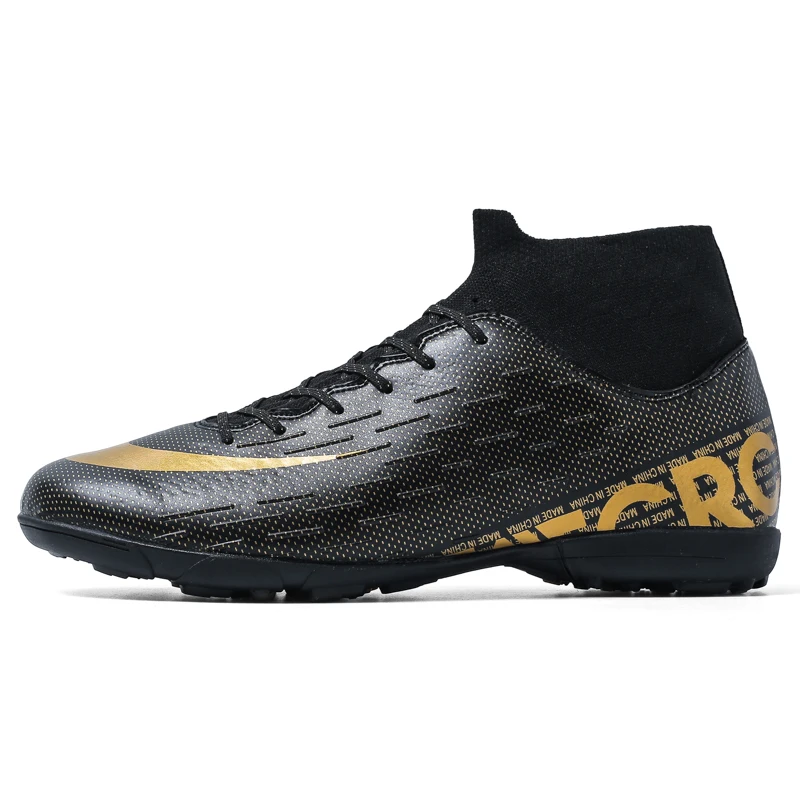 Футбольная обувь для мужчин, детские футбольные кроссовки для помещений, дерн и шип, супертонкие Футзальные оригинальные удобные водонепроницаемые бутсы, футбольная обувь - Цвет: black xf001