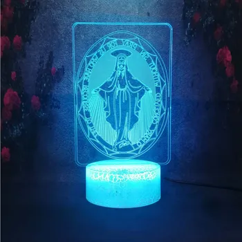 

Multi-application 3D Family Study Desk Lamp Virgin Mary Card Shape Crack Night Light Child Elderly Improve Sleep Lighting Lamp