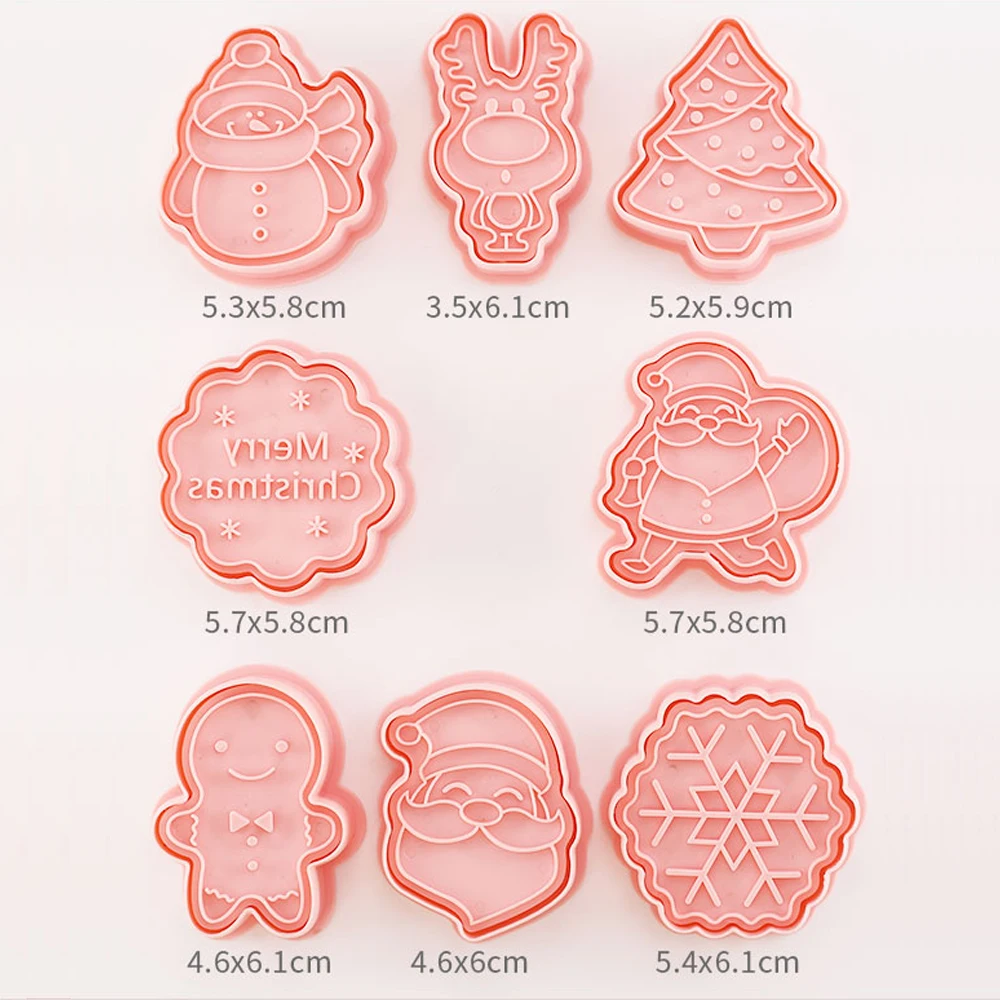 Christmas Mold Santa Claus Elk Snowflake Snowman Gingerbread Man Pattern Mold Biscuit Cookie Cutter Sugarcraft 8Pcs/Set