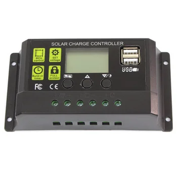 

Adjustable LCD Solar Panel Battery Regulator Charge Controller Dual USB Output 30A 12V/24V Solar Regulator PWM Controllers