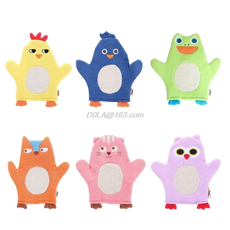 Guante purificador de baño para niños y bebés, resistencia al deslizamiento, masaje corporal, esponja exfoliante, espuma de Spa, frotar en el baño con dibujos animados