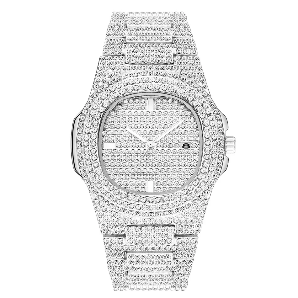Patek Phillippe Relogio Masculino Tacto мужские часы лучший бренд класса люкс модные часы бриллианты серебряные водонепроницаемые спортивные часы 40 мм