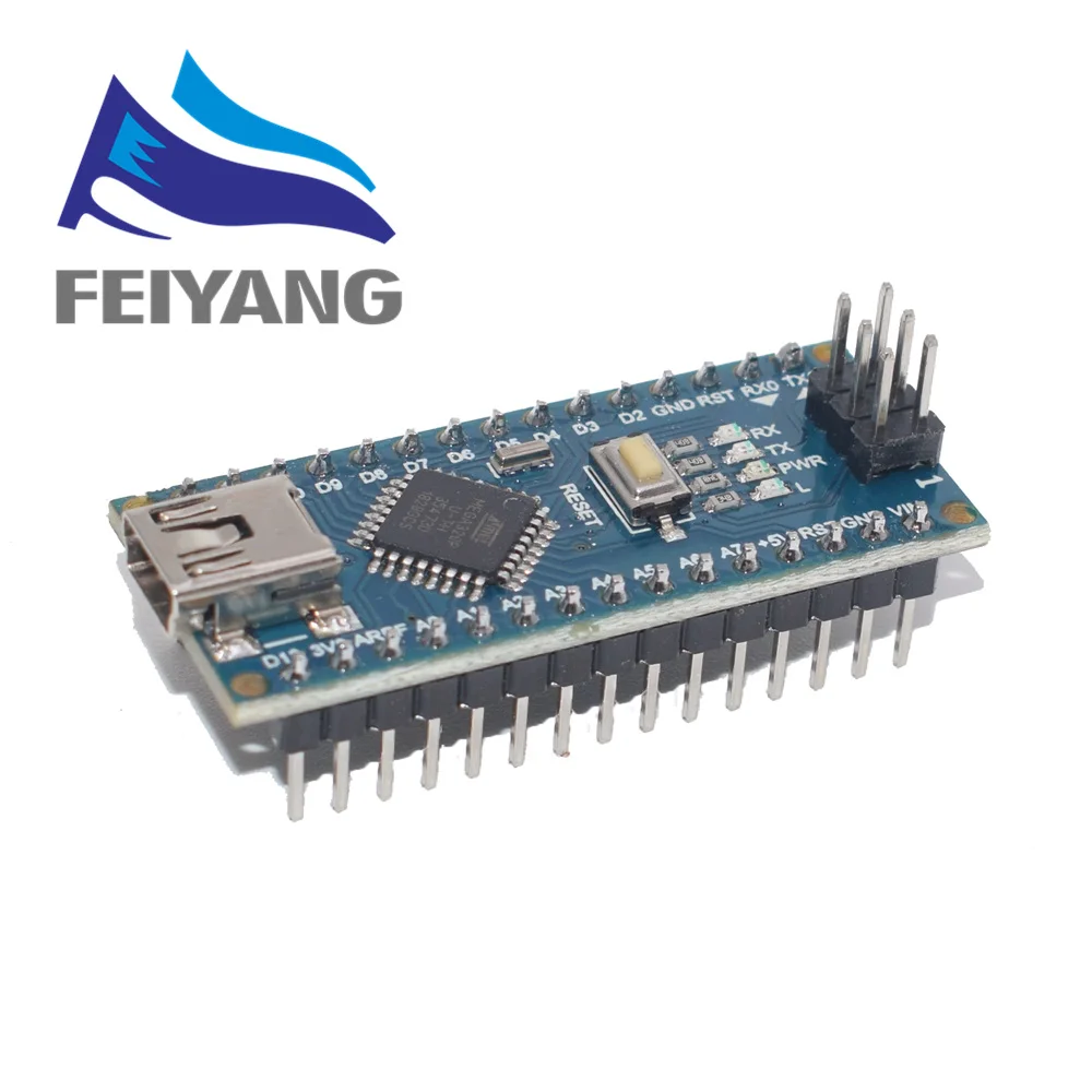 Blue-welded-328 100 шт. мини-usb/MICRO USB Nano 3,0 ATMEGA328P/ATMEGA168P контроллер совместимый NANO CH340 USB драйвер без кабеля - Цвет: Blue-welded-328