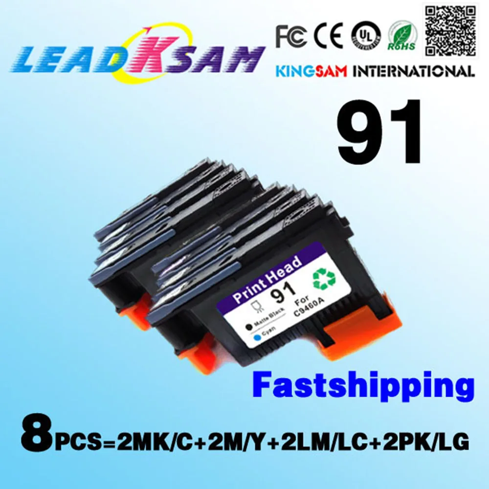 8x Fastshipping совместимый для hp91 Печатающая головка для 91 Designjet Z6100 Z6100P C9460A C9461A C9462A C9463A