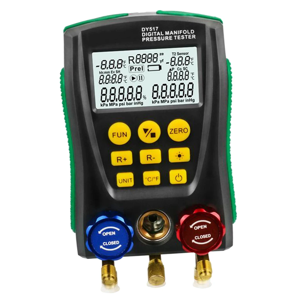 Digital Vacuum Pressure Manifold Tester Meter HVAC Temperature Test