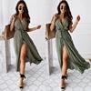 Boho Polka Dot Long Dresses Women Split Short Sleeve Summer Casual Dress 2022 Streetwear Black Maxi Dress Vestidos ► Photo 3/6