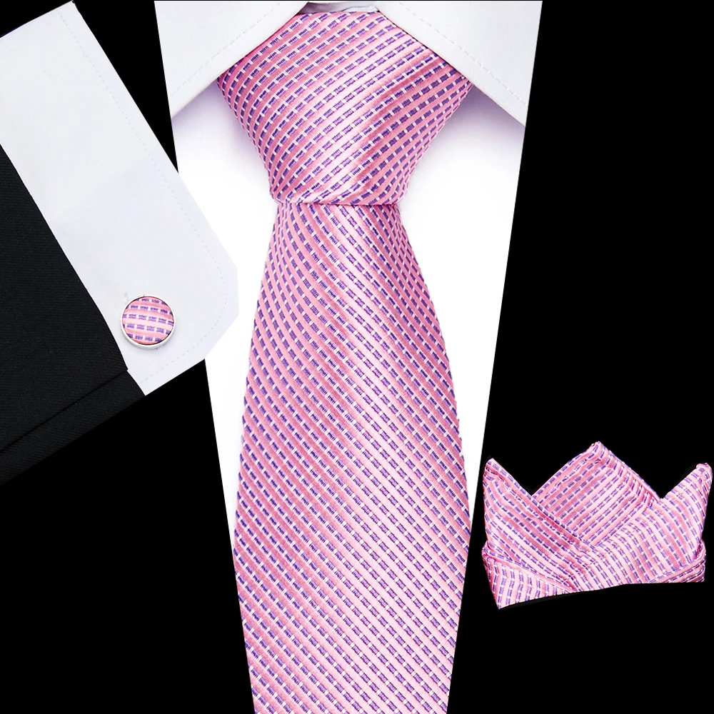 

Fashion Designer Blue Ties for Men Luxury Paisley Tie Striped Solid Busness Party Wedding Classic Mens Ties Cufflinks Set