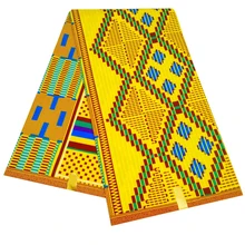 Mais recente design de tecido de cera ganense kente real 100% design de cera de poliéster para pano quente veritablee tecido de impressão de cera em 6 jardas